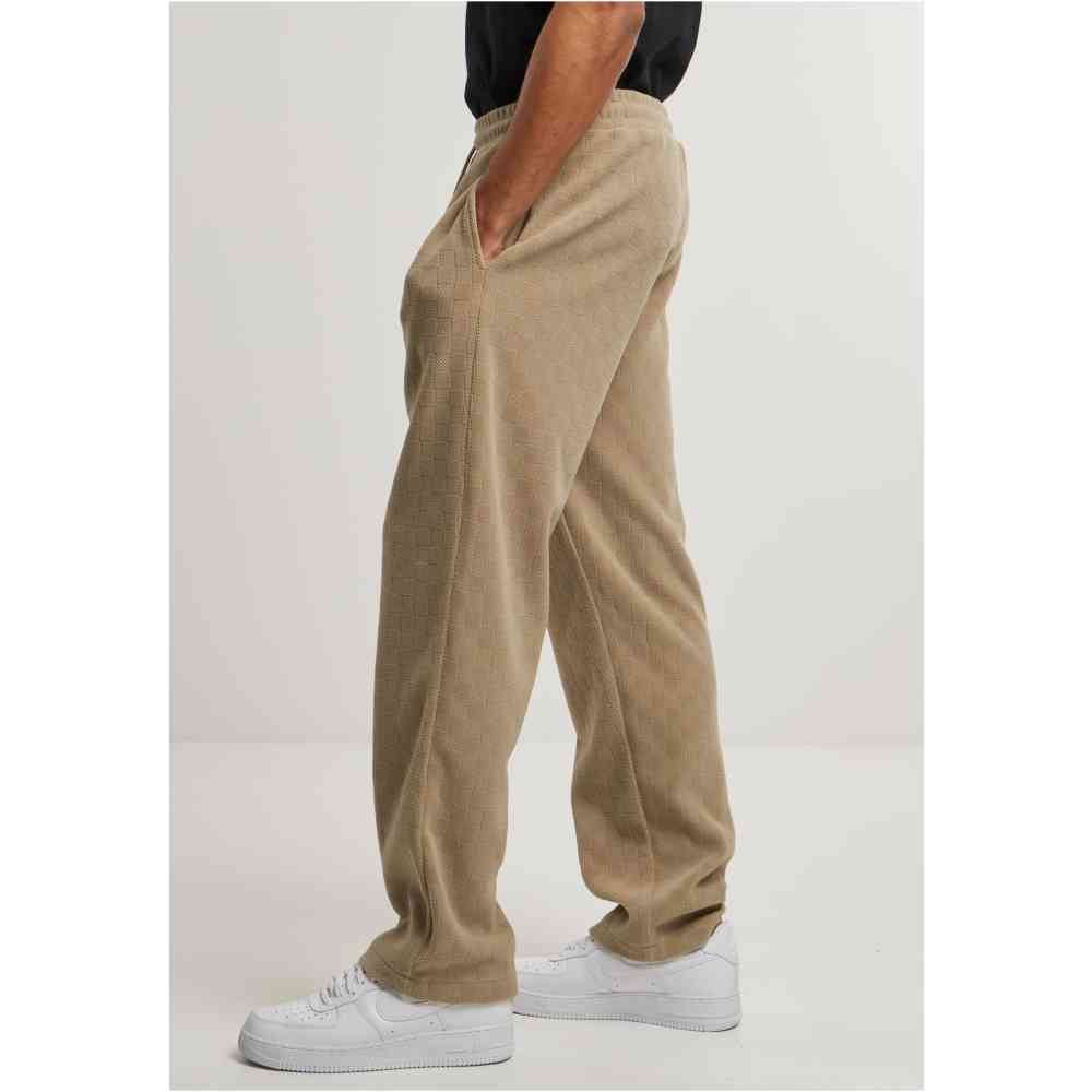 Urban Classics - Jacquard Velvet Wide Pantalon de jogging homme - Beige